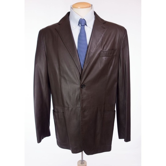 Valentino Other - VALENTINO Lambskin Leather Blazer 54 US 44 L Brown